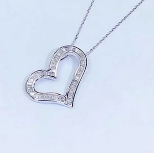 Silver 925 Crystal Heart Pendant Necklace CZ Feminine  18" Chain NEW